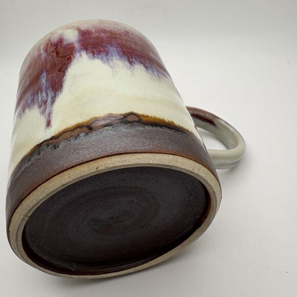 Studio Art Pottery Handmade Drip Glaze Ceramic Mug Purple Plum Light Blue Signed - Picture 6 of 7